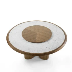 Durame Dining Tables<Diamante Table with Carrara Marble Top & Wooden Lazy Susan