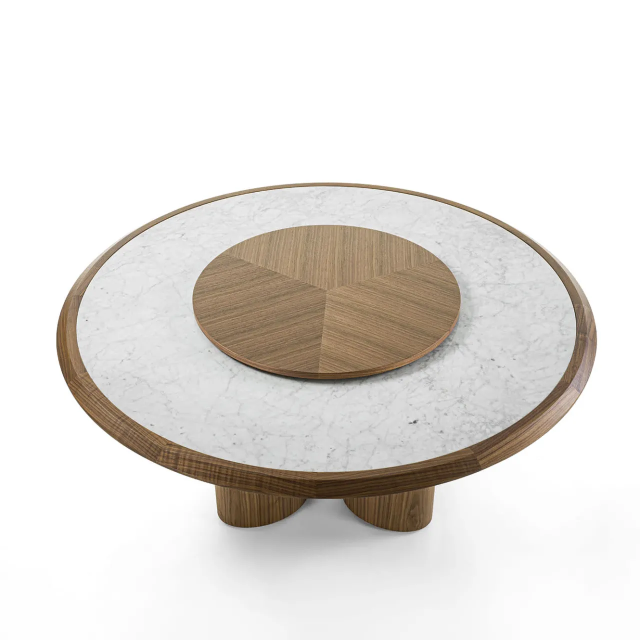 Durame Dining Tables<Diamante Table with Carrara Marble Top & Wooden Lazy Susan