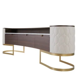 Franco Bianchini Bar Cabinets<Diamond Bar Cabinet in Matte Canaletto Walnut with Carrara Marble