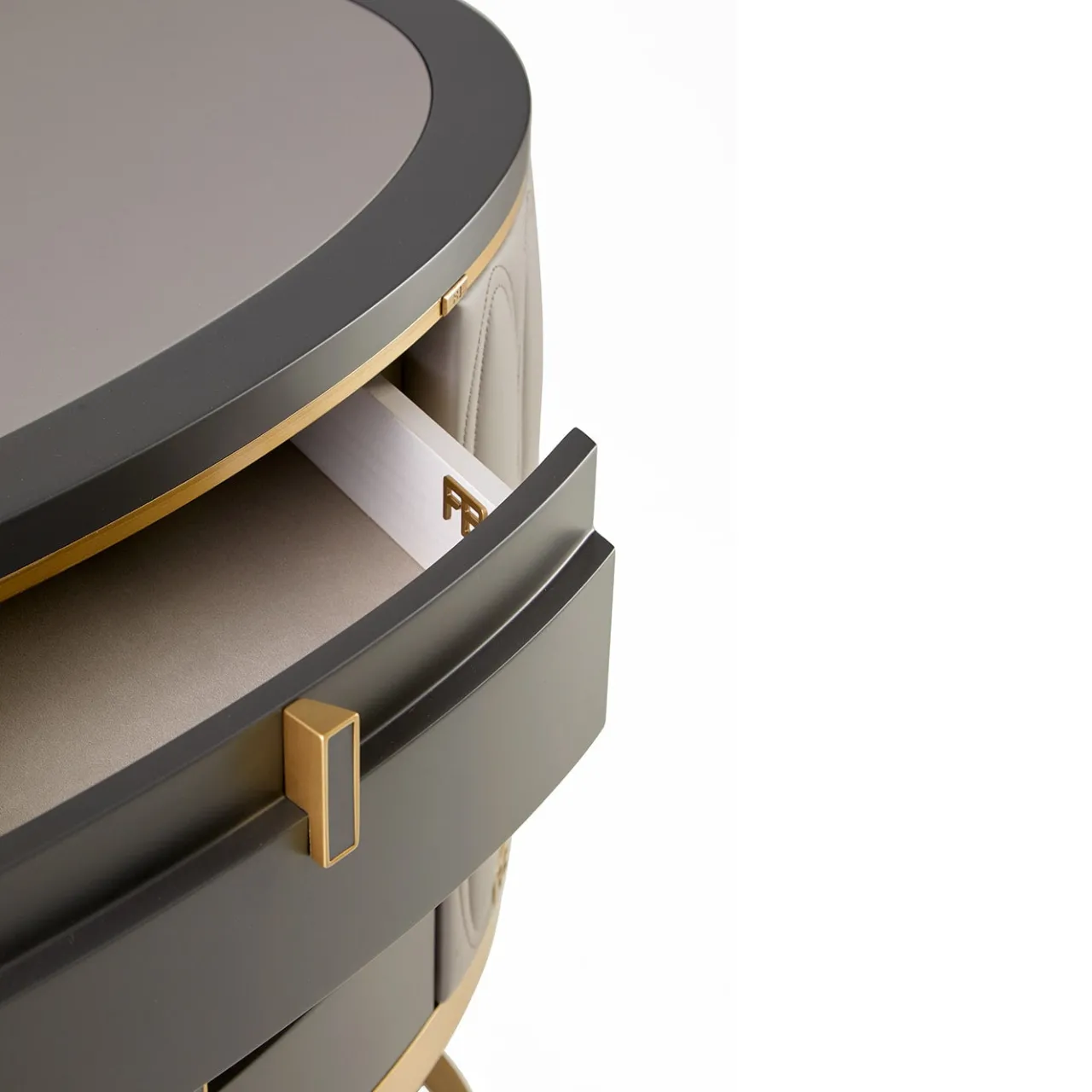 Franco Bianchini Desk & Writing Tables<Diamond Desk with Quilted Leather and Bronzed Metal Base