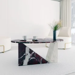 Dimarmo Coffee Tables<Dieus Coffee Table in Gold Calacatta and Red Levanto Marbles by Sissy Daniele