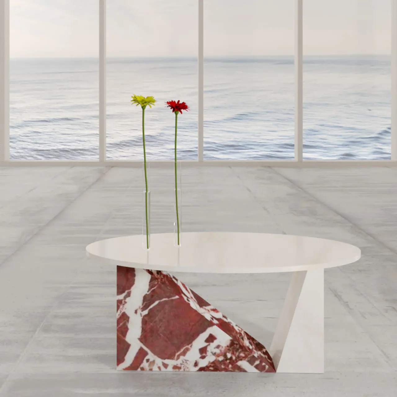 Dimarmo Coffee Tables<Dieus Coffee Table in Gold Calacatta and Red Levanto Marbles by Sissy Daniele