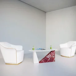 Dimarmo Coffee Tables<Dieus Coffee Table in Gold Calacatta and Red Levanto Marbles by Sissy Daniele