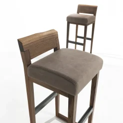 Riva 1920 Bar Stools<Dino walnut wood and utah leather Bar Stool