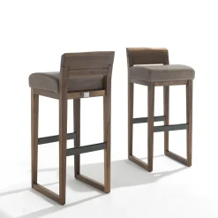 Riva 1920 Bar Stools<Dino walnut wood and utah leather Bar Stool