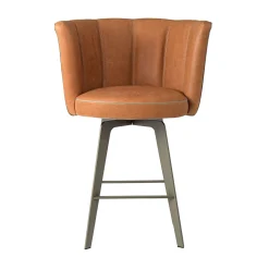 Borzalino Bar Stools<Diva Orange Leather Swivel Bar Stool