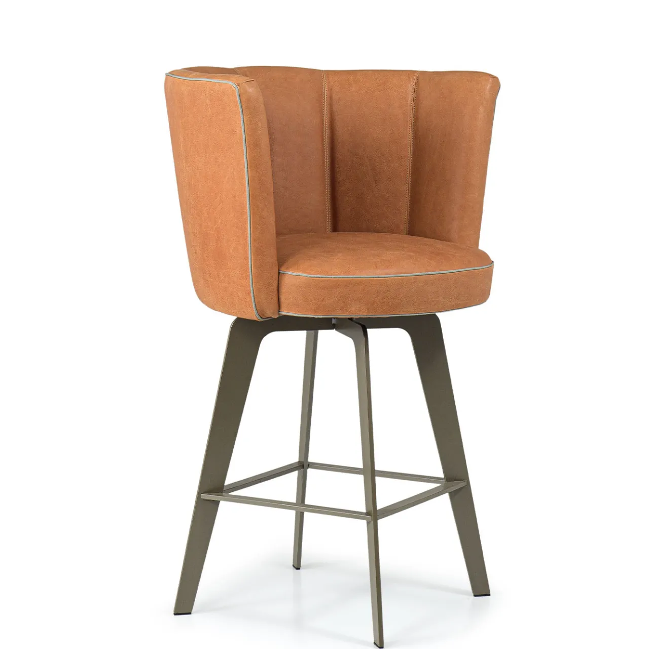 Borzalino Bar Stools<Diva Orange Leather Swivel Bar Stool