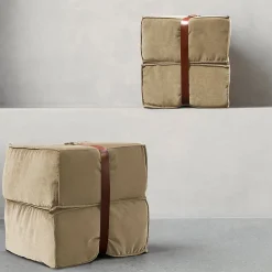 DLA Design Lab Ottomans & Poufs<Docker Beige Velvet Pouf