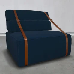 DLA Design Lab Armchairs<Docker Navy Blue Velvet Armchair