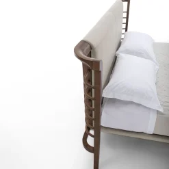 Carpanelli Beds<Dolfin Beige Leather & Wood Double Bed