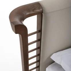Carpanelli Beds<Dolfin Beige Leather & Wood Double Bed