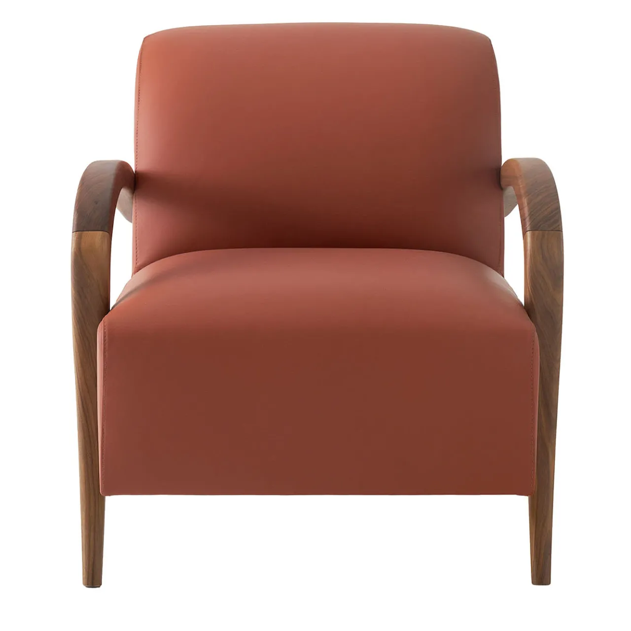 Modesign Armchairs<Domino Cotto Leather & Walnut Armchair