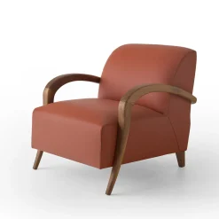 Modesign Armchairs<Domino Cotto Leather & Walnut Armchair