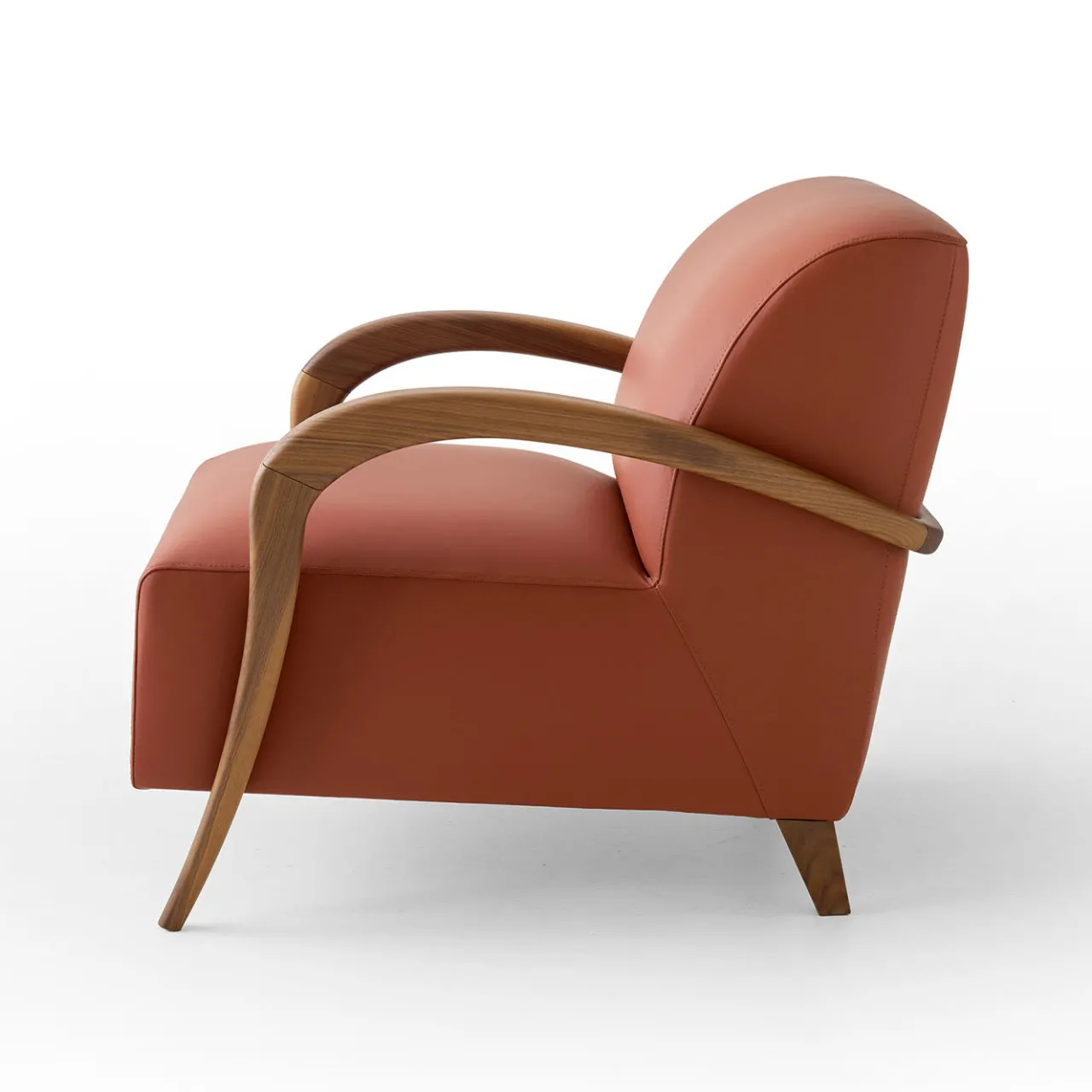 Modesign Armchairs<Domino Cotto Leather & Walnut Armchair