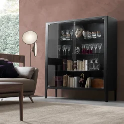 Modesign Cabinets<Domino 2-Door Anthracite Walnut Display Cabinet