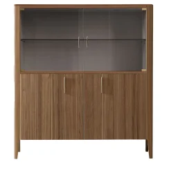 Modesign Cabinets<Domino 4-Door Glass & Canaletto Walnut Cabinet