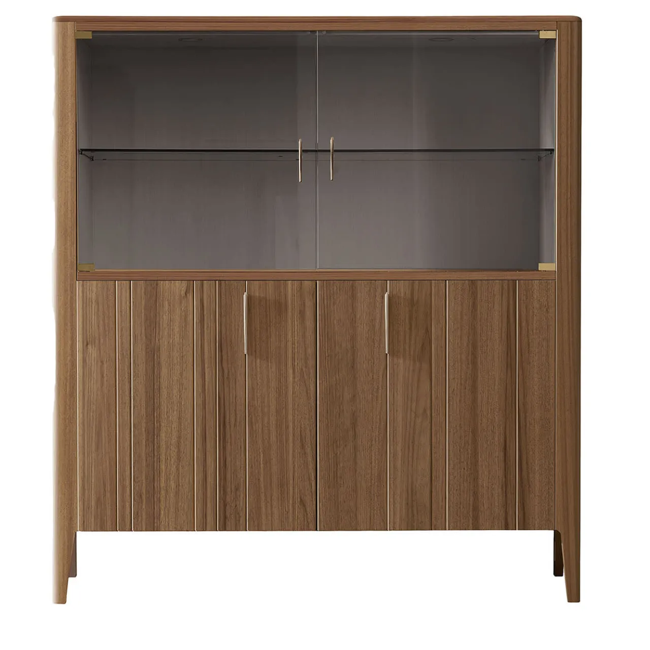 Modesign Cabinets<Domino 4-Door Glass & Canaletto Walnut Cabinet