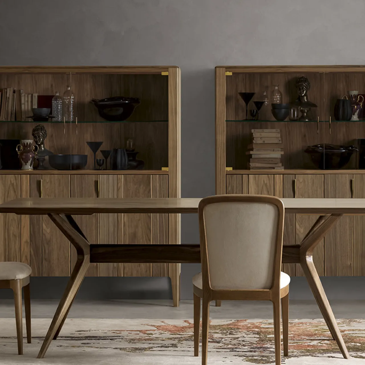 Modesign Cabinets<Domino 4-Door Glass & Canaletto Walnut Cabinet