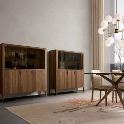 Modesign Cabinets<Domino 4-Door Glass & Canaletto Walnut Cabinet