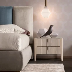 Modesign Nightstands<Domino 2-Drawer Beige Canaletto Walnut Nightstand