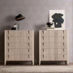 Modesign Dressers<Domino 5-Drawer Beige Canaletto Walnut Chest of Drawers