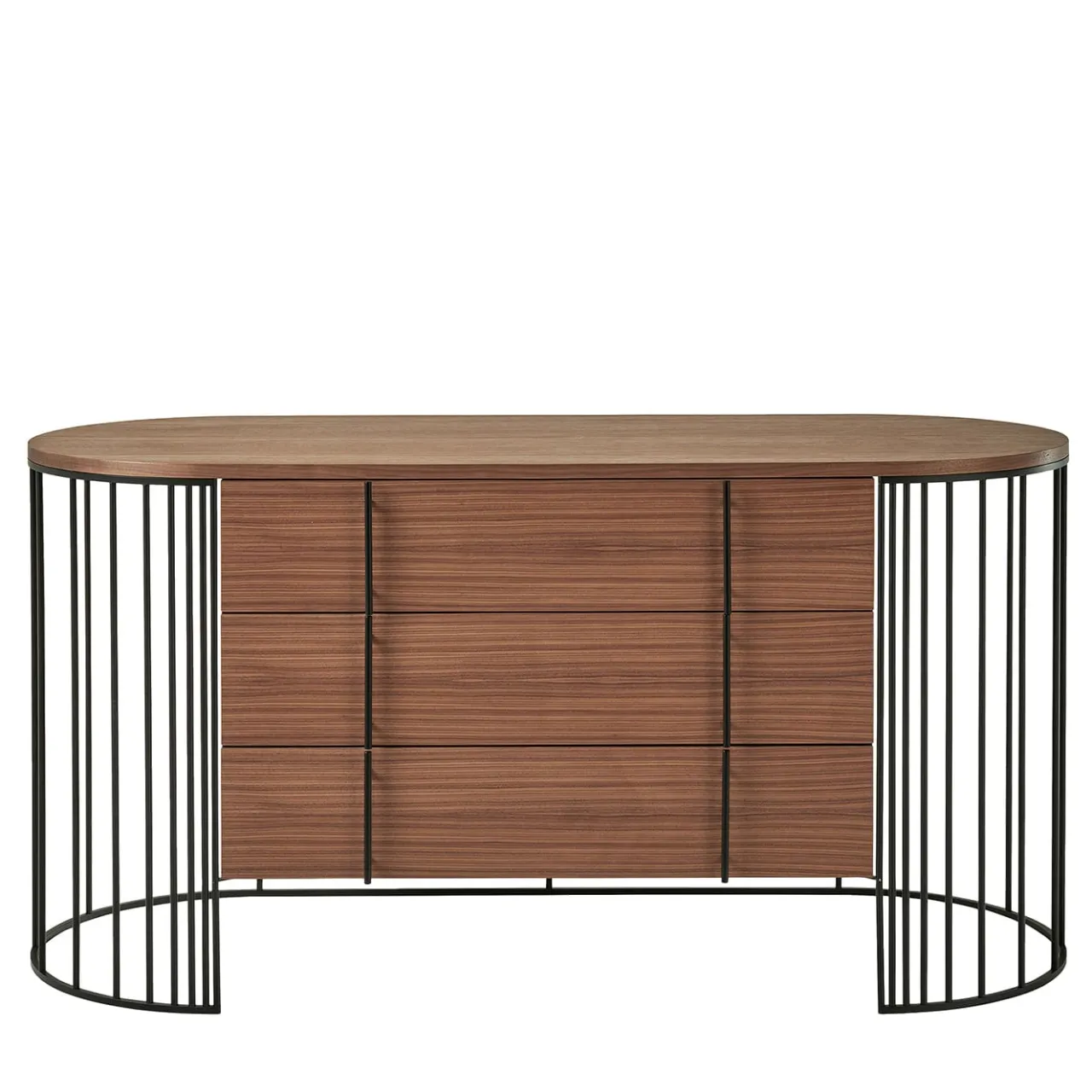 Gianfranco Ferré Home Dressers<Doppler Matt Black Metal And Brown Canaletto Walnut Drawer Unit