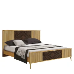 Morello Gianpaolo Beds<Double Bed with Canneté Detailing and Ebony Inserts in Limewood