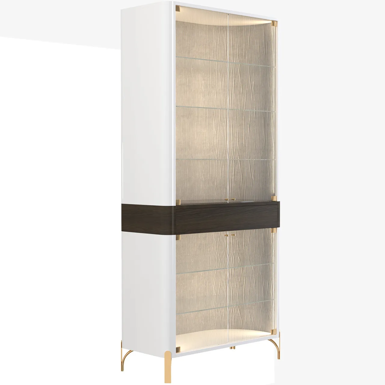 Morello Gianpaolo Cabinets<Double Door White Glass Cabinet