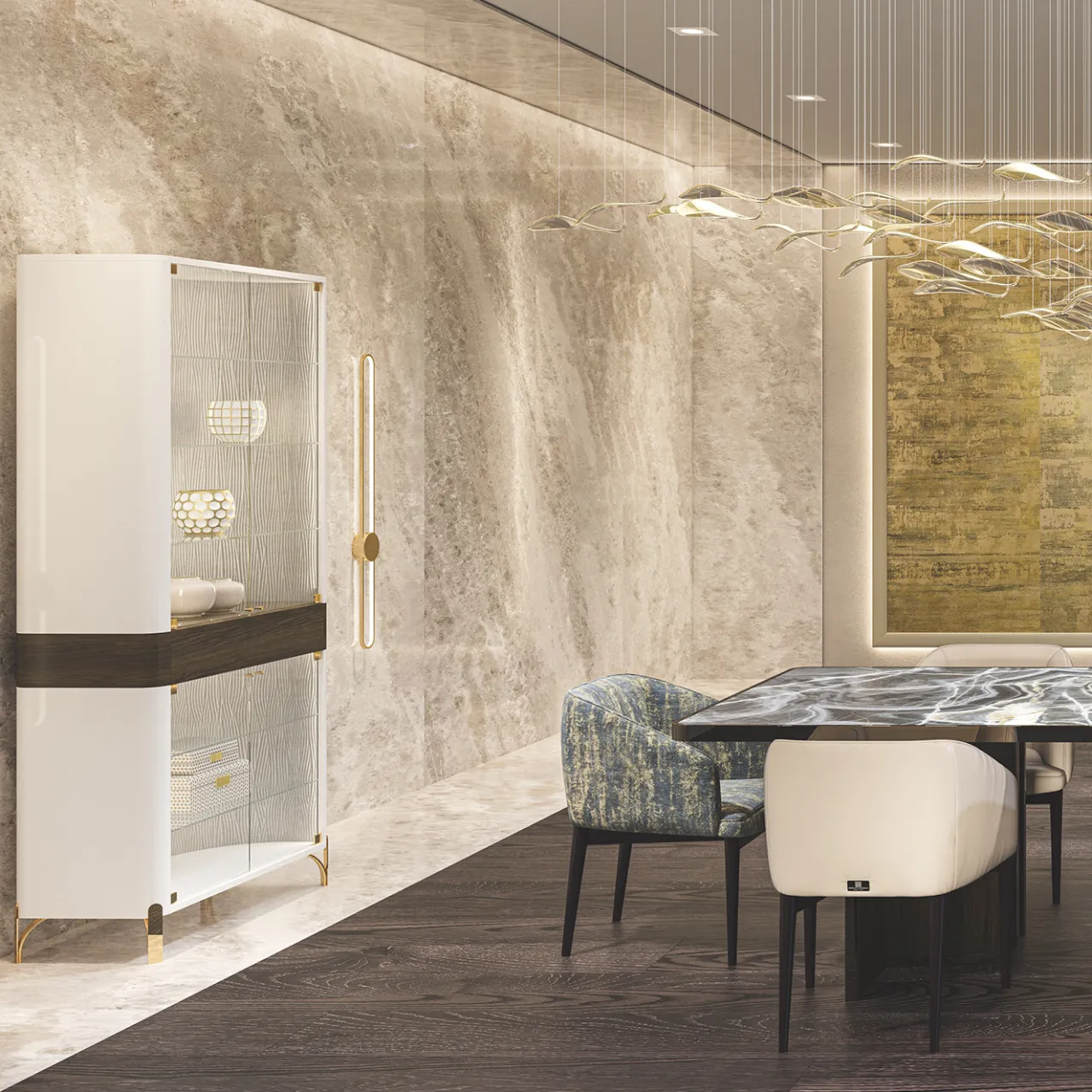 Morello Gianpaolo Cabinets<Double Door White Glass Cabinet