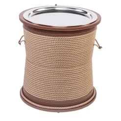 Marricreo Outdoor Coffee Tables<Drum-Shape Beige Side Table with Tray