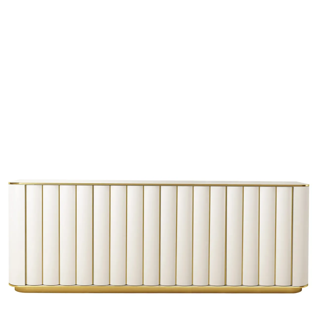 Isabella Costantini Sideboards Buffets<Duilio Ivory Matt Wood And Brass 4-Door Sideboard