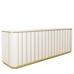 Isabella Costantini Sideboards Buffets<Duilio Ivory Matt Wood And Brass 4-Door Sideboard