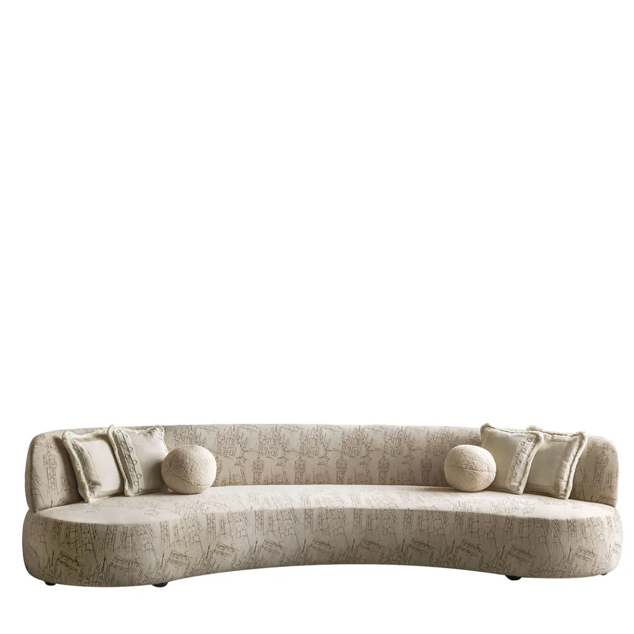 Chiara Provasi Sofas<Duse Cityscape-Embroidered Beige Fabric Sofa