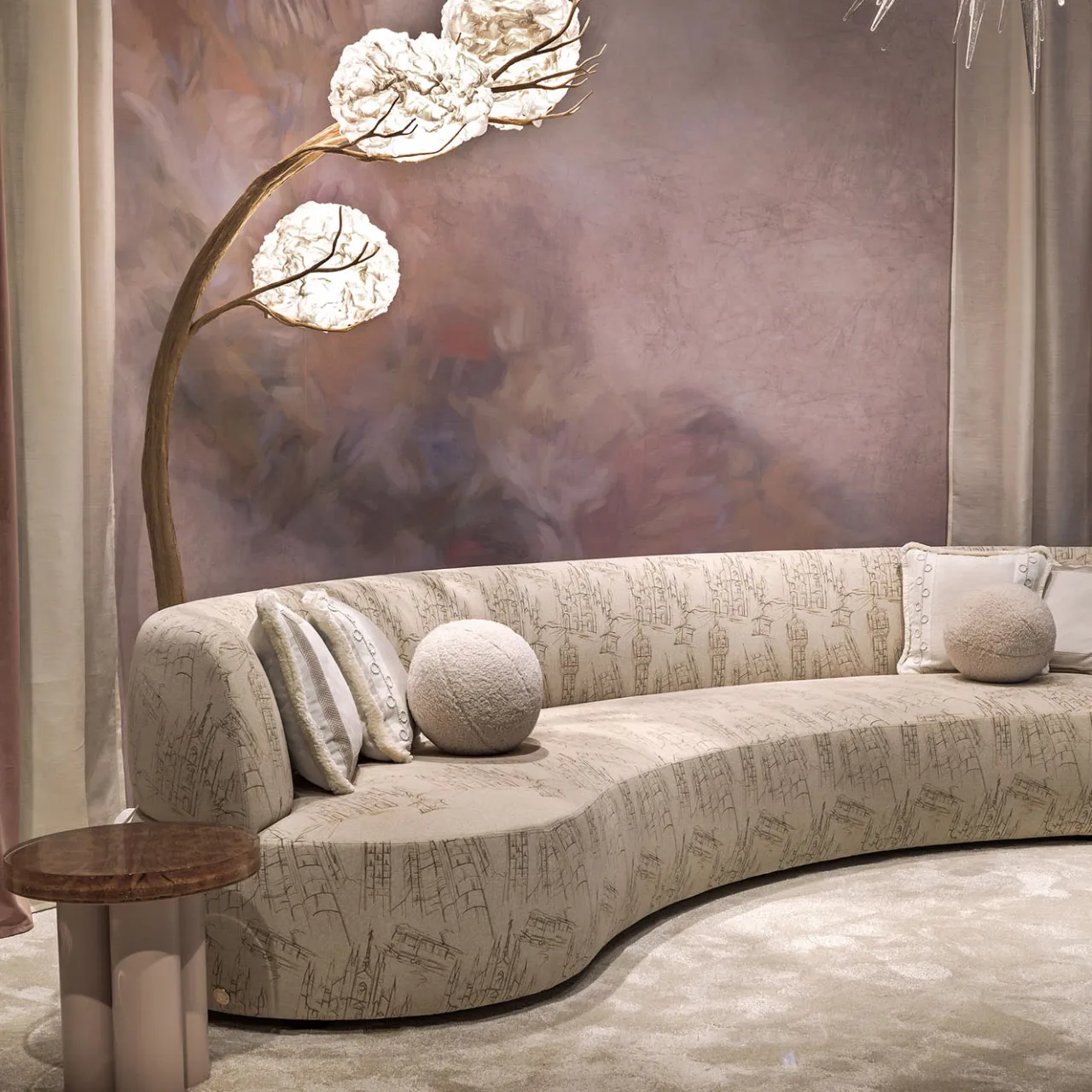 Chiara Provasi Sofas<Duse Cityscape-Embroidered Beige Fabric Sofa