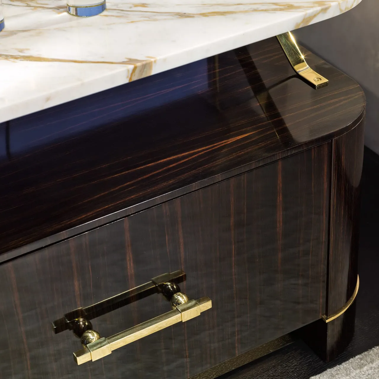 Provasi Nightstands<Ebony and Calacatta Bedside Table