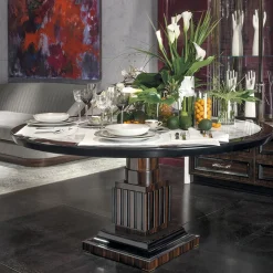 Provasi Dining Tables<Ebony and Marble Round Table