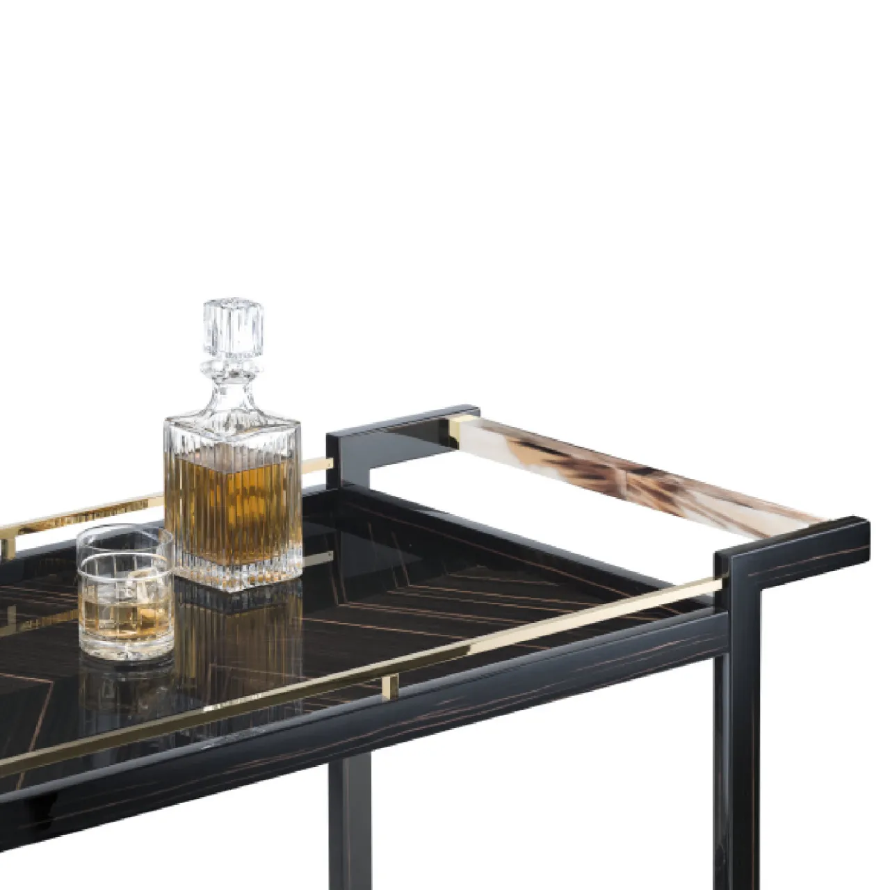 Arcahorn Serving Tables<Ebony Wood Bar Cart