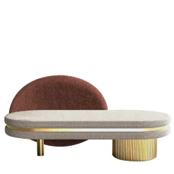 Encore Italia Lounge Chairs<Eclipse Beige Chaise Longue with Gold Base