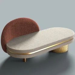Encore Italia Lounge Chairs<Eclipse Beige Chaise Longue with Gold Base