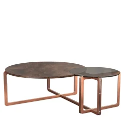 PuraVisione Coffee Tables<ECLISSE Round Walnut & Glass Coffee Table