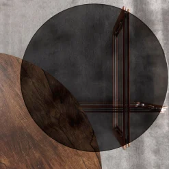 PuraVisione Coffee Tables<ECLISSE Round Walnut & Glass Coffee Table