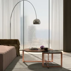 PuraVisione Coffee Tables<ECLISSE Round Walnut & Glass Coffee Table