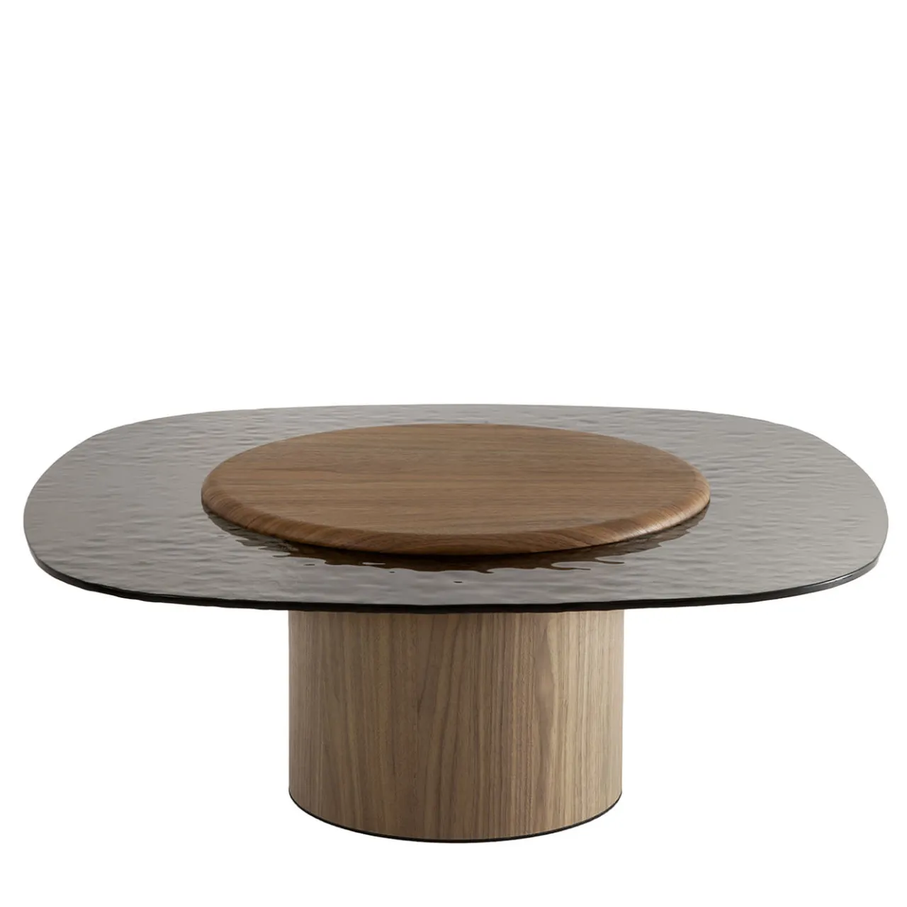 Morica Design Coffee Tables<Egg Alto Coffee Table with Canaletto Walnut Base & Top + Glass