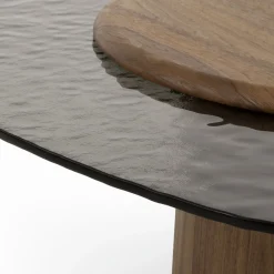 Morica Design Coffee Tables<Egg Alto Coffee Table with Canaletto Walnut Base & Top + Glass
