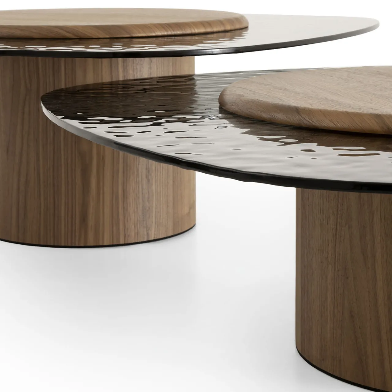 Morica Design Coffee Tables<Egg Alto Coffee Table with Canaletto Walnut Base & Top + Glass
