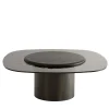Morica Design Coffee Tables<Egg Alto Coffee Table with Laguna Oak Base & Top + Hammered Glass
