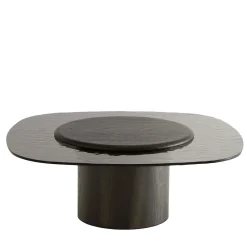 Morica Design Coffee Tables<Egg Alto Coffee Table with Laguna Oak Base & Top + Hammered Glass