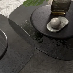 Morica Design Coffee Tables<Egg Alto Coffee Table with Laguna Oak Base & Top + Hammered Glass