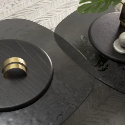 Morica Design Coffee Tables<Egg Alto Coffee Table with Laguna Oak Base & Top + Hammered Glass
