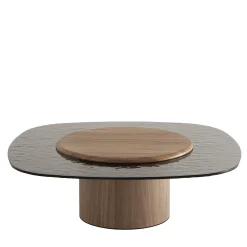 Morica Design Coffee Tables<Egg Basso Brown Oval Coffee Table with Glass Top